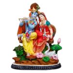Hand Crafted Sitting Radha Krishna Murti Regular-Hindu God and Goddess Idol/Statue/Murti (4")-Polyster Resin-Multicolour