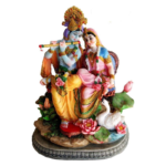 Large Sitting Radha Krishna Murti - Hindu God and Goddess Idol/Statue/Murti/Figurine (10")-Polyster Resin-Multicolour