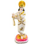 Standing Lord Krishna on Lotus Playing Flute Rein 24 inch Statue/ Idol For Puja