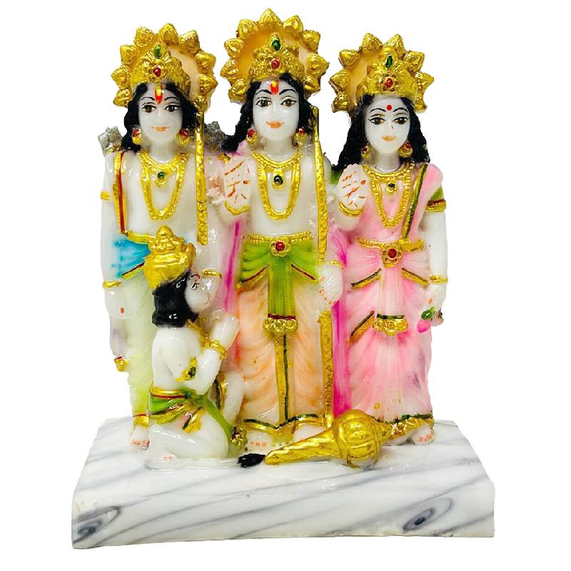 Lord Ram Darbar/ Ram Lakshman Sita and Hanuman Statue/ Idol For Home   Inch (Light Multicolored) - IndiBasket