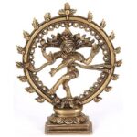 Shiva Natraj Brass Statue/ Dancing Shiva Idol/ Shiva Tandava Murti, 6.5 Inch, Gold