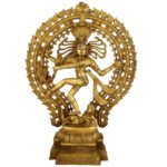 Artistic Nataraja Statue/ Dancing Brass Shiva Natraja Idol with Gold Finishing- 23" Inch