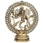 Brass Dattatreya Nataraja Dancing Shiva Idol/ Statue 20 x 16.5 x 4.75 x Inches, Golden