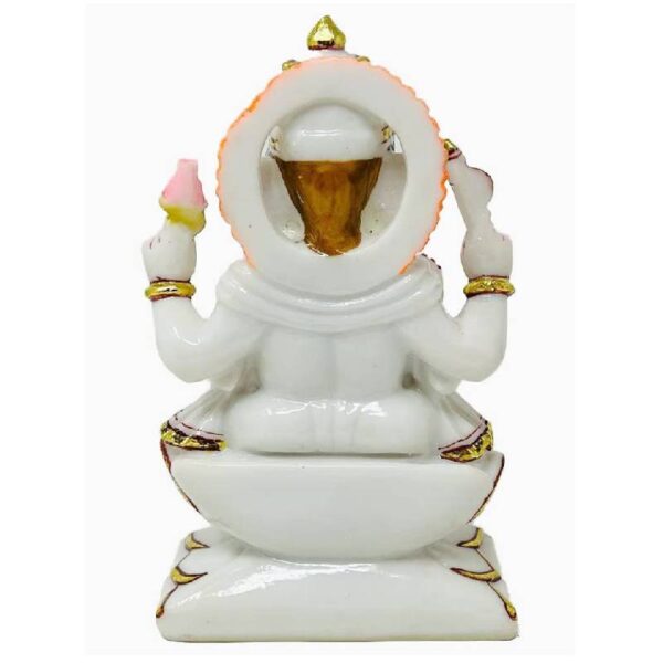 lord ganesha statue/ ganpati murti/ vinayak idol, white gold, 9 inches (marble dust)