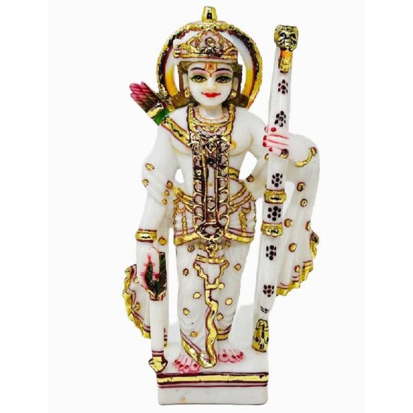 composite marble ram darbar idol, ram sita laxman and hanuman statue 12 inch