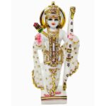 composite marble ram darbar idol, ram sita laxman and hanuman statue 12 inch