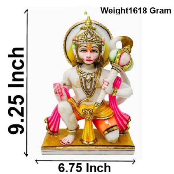 hanuman ashirwad idol/ bajranbali statue, multicolor, 9 inches (marble dust)