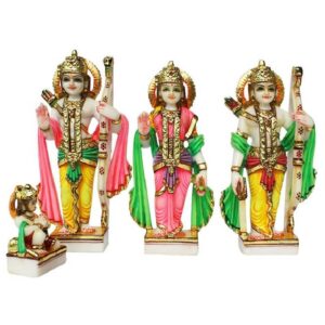 ram darbar idol, ram sita laxman and hanuman statue, multicolor, 9.5 inches (marble dust)