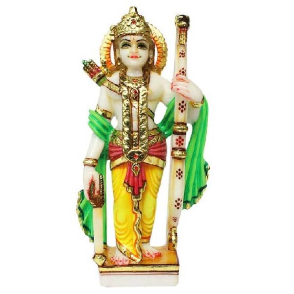 ram darbar idol, ram sita laxman and hanuman statue, multicolor, 9.5 inches (marble dust)