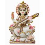 goddess saraswati idol/ saraswati statue, multicolor, 9 inches (marble dust)