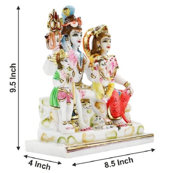 shiv family statue/ shiv parivar murti/ shiva family idol, multicolor, 9.5 inches (marble dust)