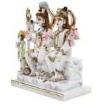 shiv parivar murti/ shiv family idol/ shiva family statue, white gold, 9.5 inches idol (marble dust)