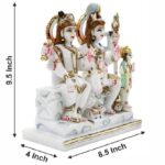 shiv parivar murti/ shiv family idol/ shiva family statue, white gold, 9.5 inches idol (marble dust)