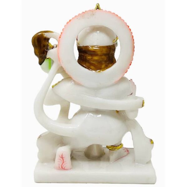 hanuman ashirwad idol/ lord bajranbali statue, white gold, 9 inches (marble dust)