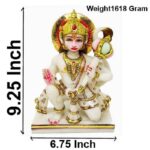 hanuman ashirwad idol/ lord bajranbali statue, white gold, 9 inches (marble dust)