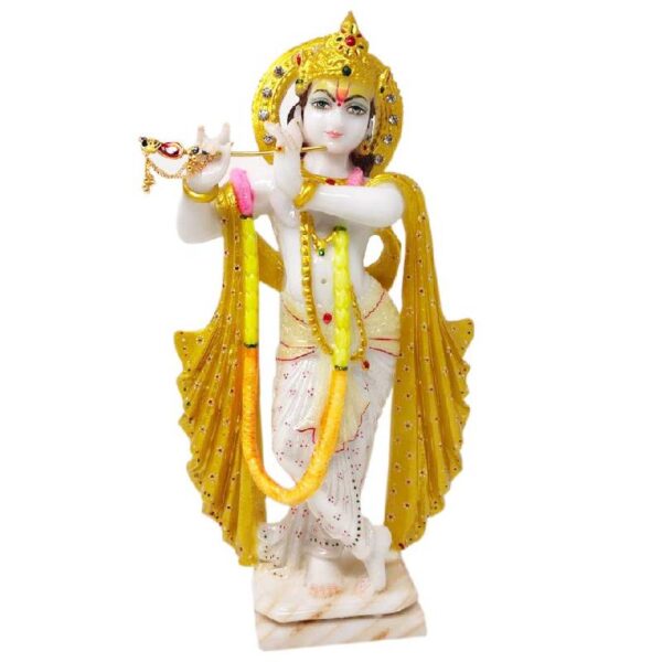 radha krishna statue/ radha krishna marble dust idol for home temple (multicolour) 14 inch 1 set of 2 units