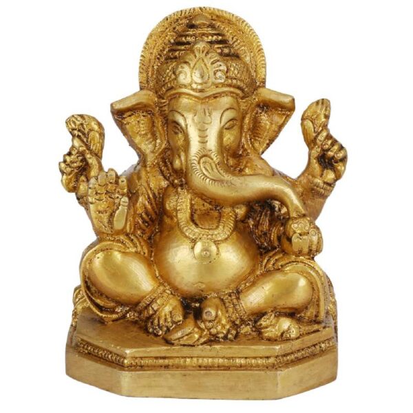 lord ganesha sitting on singhasan big belly brass statue/ ganesh bhagwan idol for home temple 4 inch