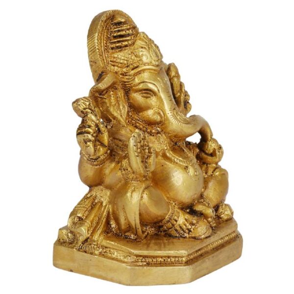 lord ganesha sitting on singhasan big belly brass statue/ ganesh bhagwan idol for home temple 4 inch