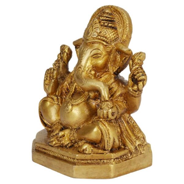 lord ganesha sitting on singhasan big belly brass statue/ ganesh bhagwan idol for home temple 4 inch