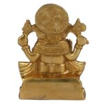 brass lord ganesha sitting on singhasan with left leg folded statue/ ganesh bhagwan idol for home temple