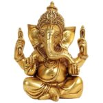 brass ganesha statue/ shree ganesha murti/ ganesha idol for home temple 5.5 inch