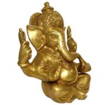 brass ganesha statue/ shree ganesha murti/ ganesha idol for home temple 5.5 inch