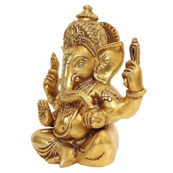 brass ganesha statue/ shree ganesha murti/ ganesha idol for home temple 5.5 inch