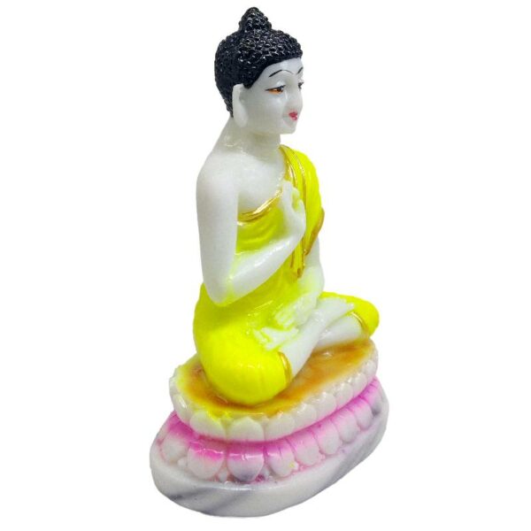 buddha dhyan mudra statue/ ashirwad buddha marble dust idol for home and temple (yellow)