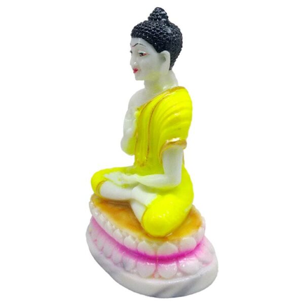 buddha dhyan mudra statue/ ashirwad buddha marble dust idol for home and temple (yellow)