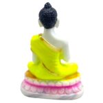 buddha dhyan mudra statue/ ashirwad buddha marble dust idol for home and temple (yellow)