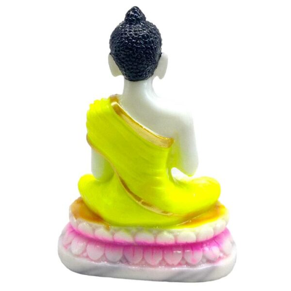 buddha dhyan mudra statue/ ashirwad buddha marble dust idol for home and temple (yellow)