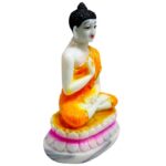 buddha dhyan mudra statue/ ashirwad buddha marble dust idol for home and temple (orange)