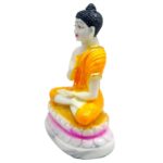 buddha dhyan mudra statue/ ashirwad buddha marble dust idol for home and temple (orange)