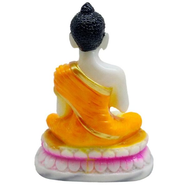 buddha dhyan mudra statue/ ashirwad buddha marble dust idol for home and temple (orange)