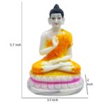 buddha dhyan mudra statue/ ashirwad buddha marble dust idol for home and temple (orange)