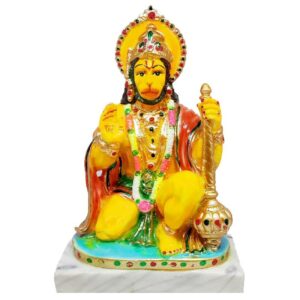 hanuman marble dust statue/ ashirwad bajrangbali idol for home temple (light orange)