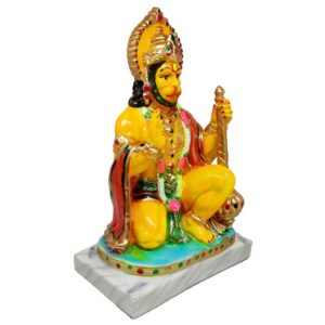 hanuman marble dust statue/ ashirwad bajrangbali idol for home temple (light orange)