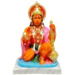 hanuman marble dust statue/ ashirwad bajrangbali idol for home temple (orange)