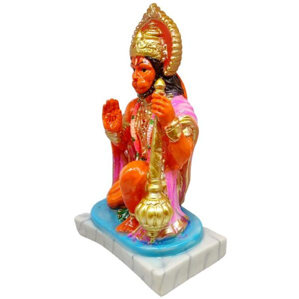 hanuman marble dust statue/ ashirwad bajrangbali idol for home temple (orange)