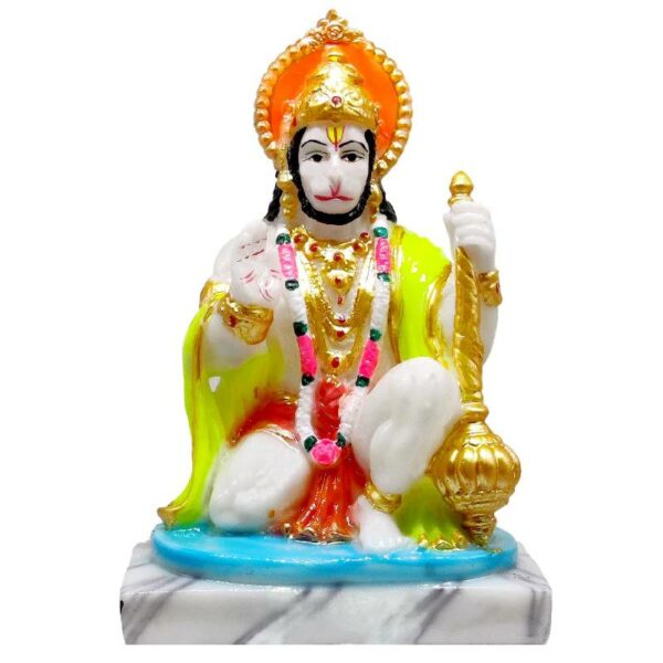 hanuman marble dust statue/ ashirwad bajrangbali idol for home temple (multicolor)