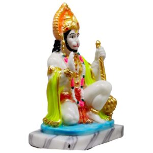 hanuman marble dust statue/ ashirwad bajrangbali idol for home temple (multicolor)