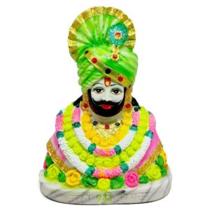 khatu shyam marble dust statue/ pagri khatu shyam baba idol for temple (green)