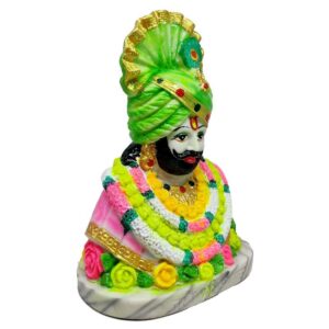 khatu shyam marble dust statue/ pagri khatu shyam baba idol for temple (green)