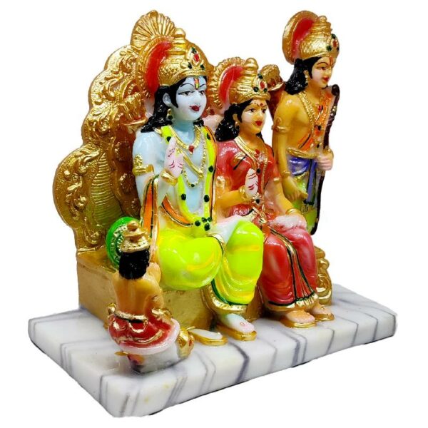 ram darbar statue/ ram sita lakshman and hanuman marble dust idol 8.2 inch multicolor