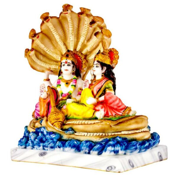 vishnu laxmi marble dust idol/ lord vishnu lakshmi statue 8 inch