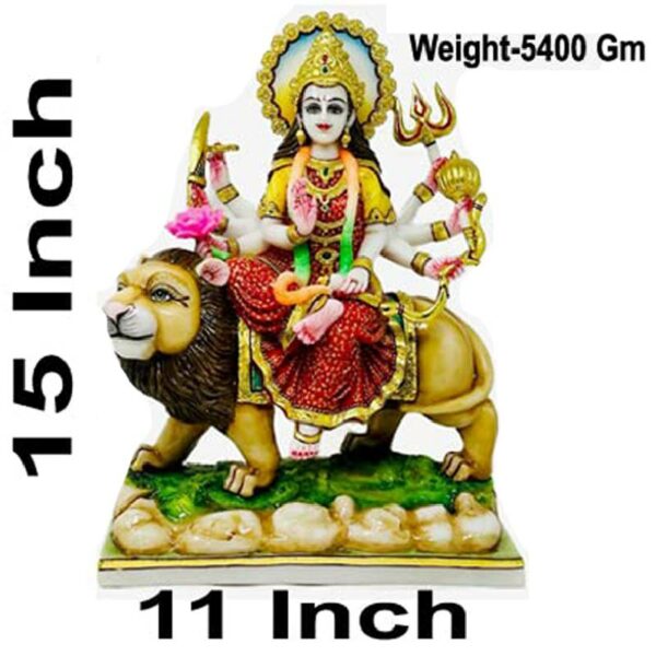 maa sherawali marble dust statue/ mata rani/ goddess durga mata sitting on lion idol 15 inch