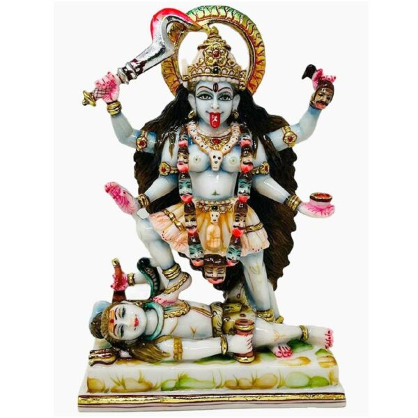 kalka ji composite marble statue/ kali mata rani idol 12 inch, 1 piece (multicolor)