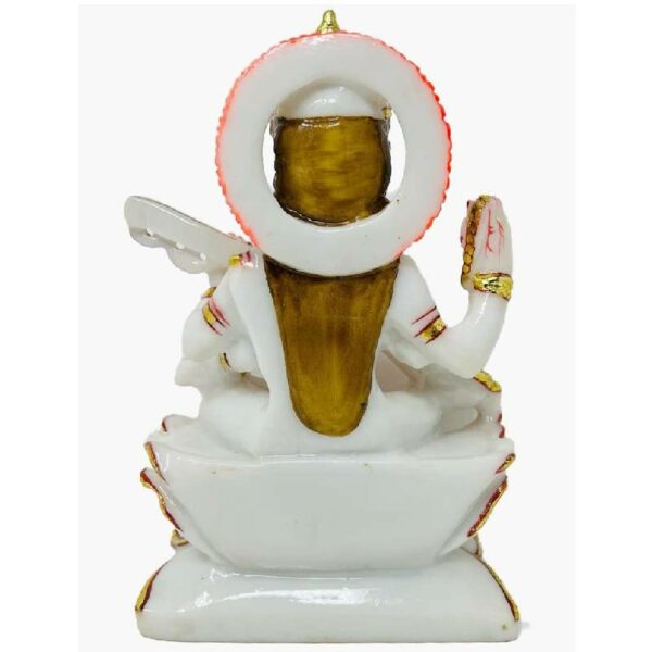 saraswati marble dust idol/ goddess of knowledge statue for home temple, multicolor, 9 inches