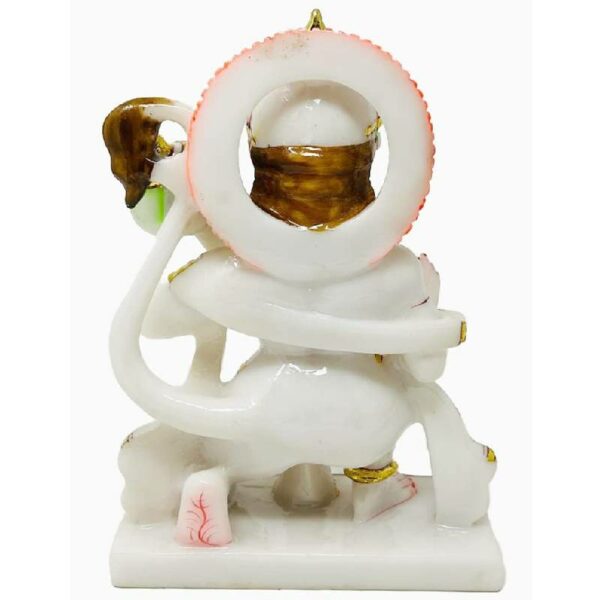 hanuman ashirwad idol/ bajrangbali statue, white gold, 9 inches (composite marble)