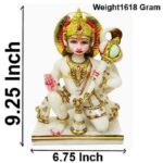 hanuman ashirwad idol/ bajrangbali statue, white gold, 9 inches (composite marble)